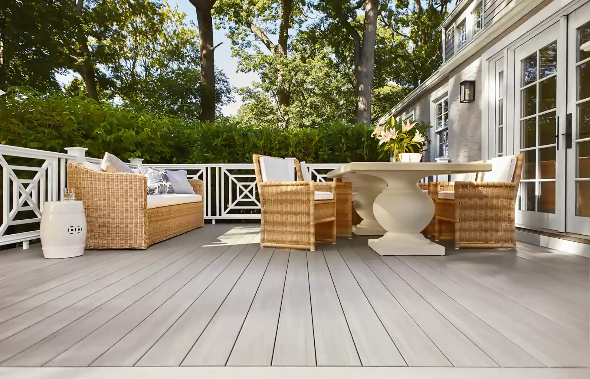 Photo of a deck with TimberTech decking and outdoor furniture